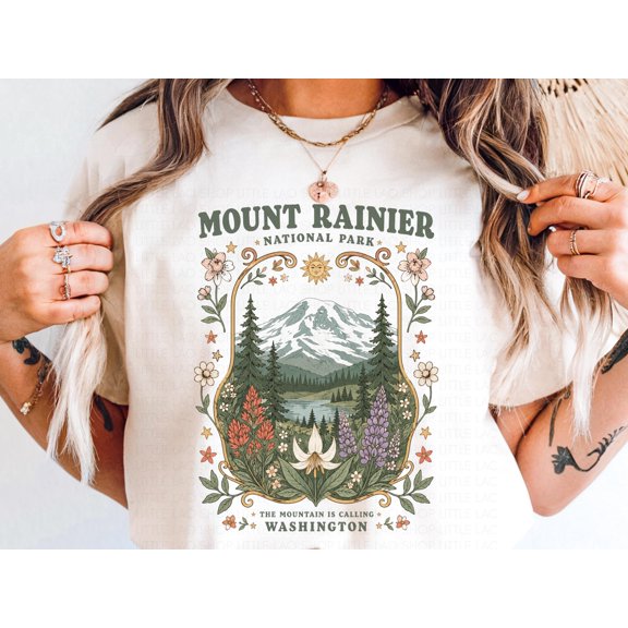 Mount Rainier National Park Shirt: Washington Wildflower Tee Unisex S-5XL Hot Trending Shirt Birthday Gift