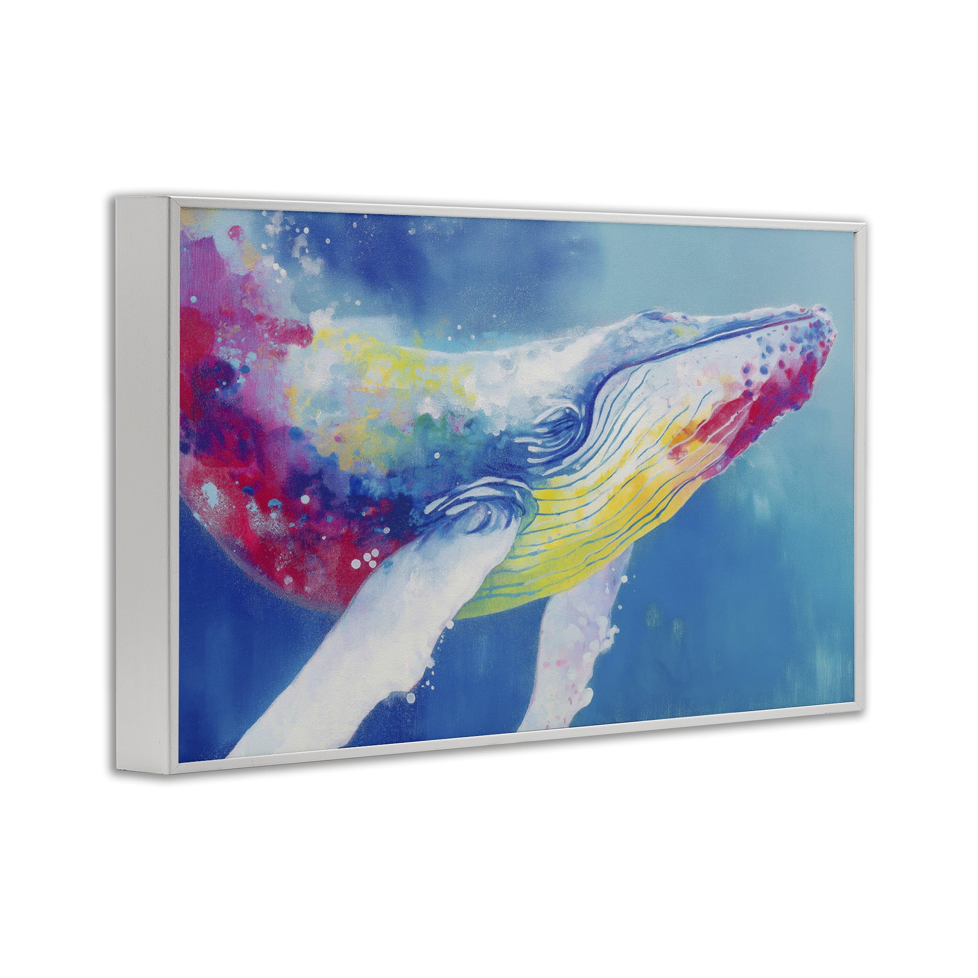 Stupell Industries Breaching Humpback Whale White Framed Giclee Art, design by Chromatic Storm Studio