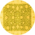 thumbnail image 1 of Ahgly Company Machine Washable Indoor Round Oriental Yellow Traditional Area Rugs, 7' Round, 1 of 4
