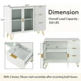 thumbnail image 3 of Gymax Buffet Server Sideboard w/ 2 Tempered Glass Doors & 3 Drawers for Kitchen White, 3 of 10