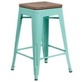 thumbnail image 2 of Emma + Oliver 24"H Backless Mint Green Counter Height Stool with Wood Seat, 2 of 3