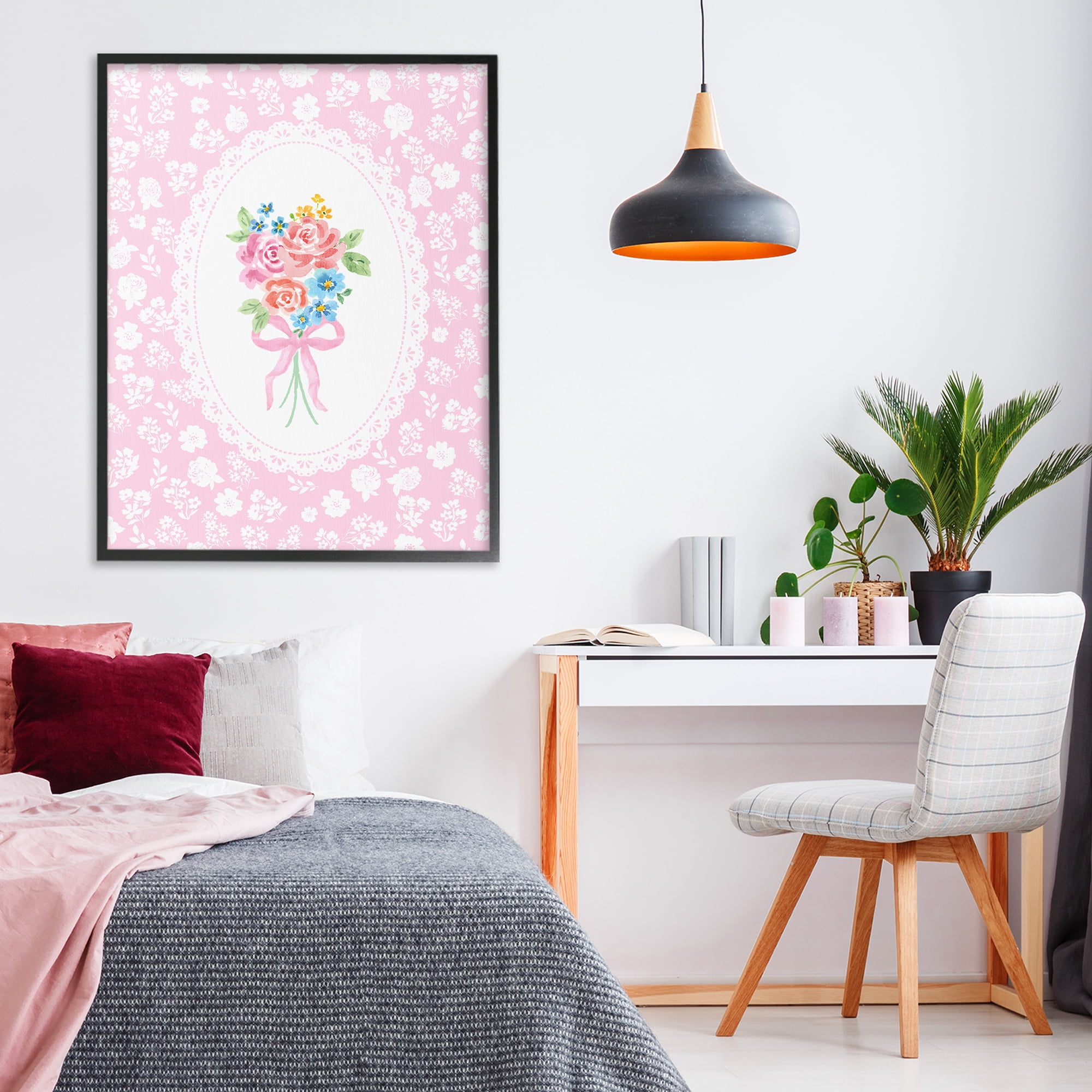 Stupell Industries Pink Feminine Bouquet Black Framed Giclee Art, design by Corinne Haig