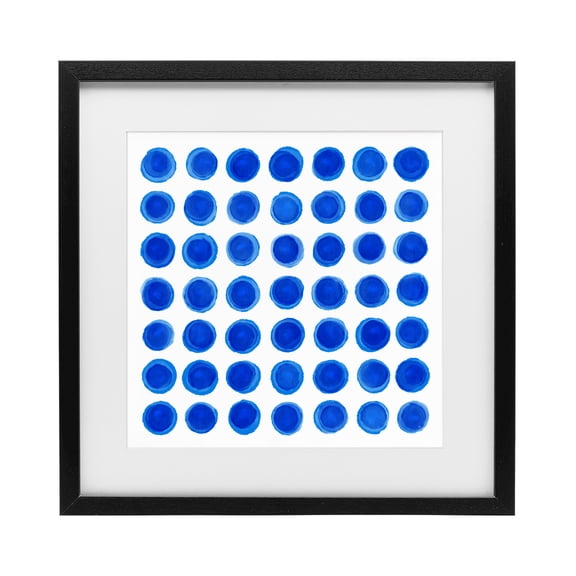 Stupell Industries Mid-Century Blue Dots Uniform Pattern Black Framed Print Under Glass, 13 x 13, by Martina Pavlova
