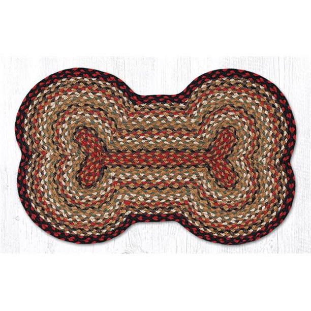 18 x 28 in. Braided Dog Bone Shaped Rug, Burgundy, Mustard & Ivory