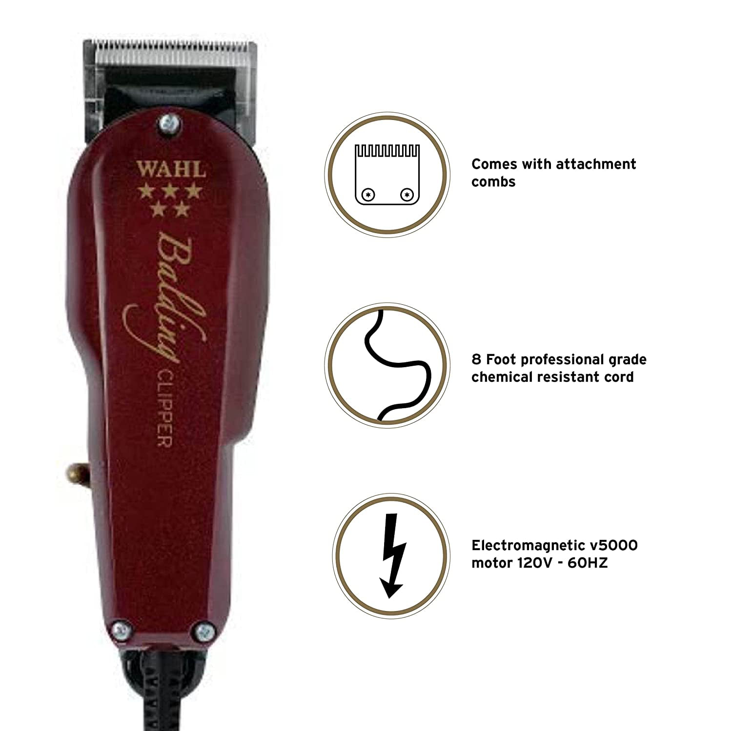 Wahl Professional 5-Star Balding Clipper with V5000+ Electromagnetic Motor  and 2105 Balding Blade for Ultra Close Trimming, Outlining and for Full  Head Balding for Professional Barbers - Model 8110 
