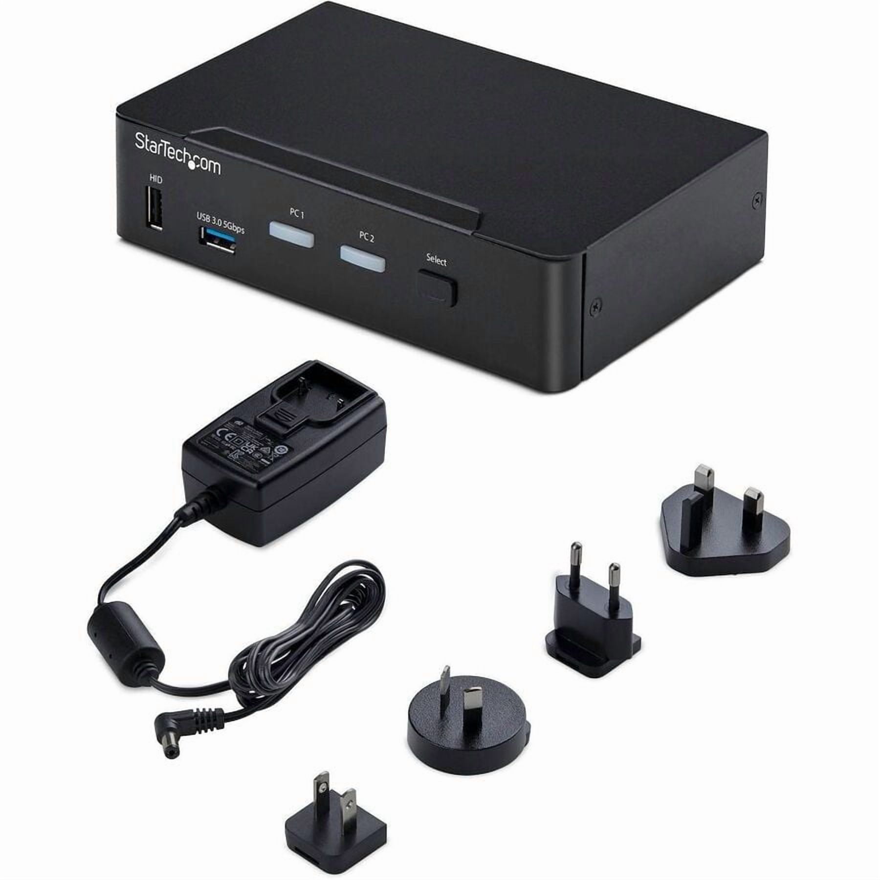 StarTech.com 2-Port DisplayPort KVM Switch, 4K 60Hz, DP 1.2, HDCP 1.4, EDID Management, 2-Port USB 3.0 Hub, TAA