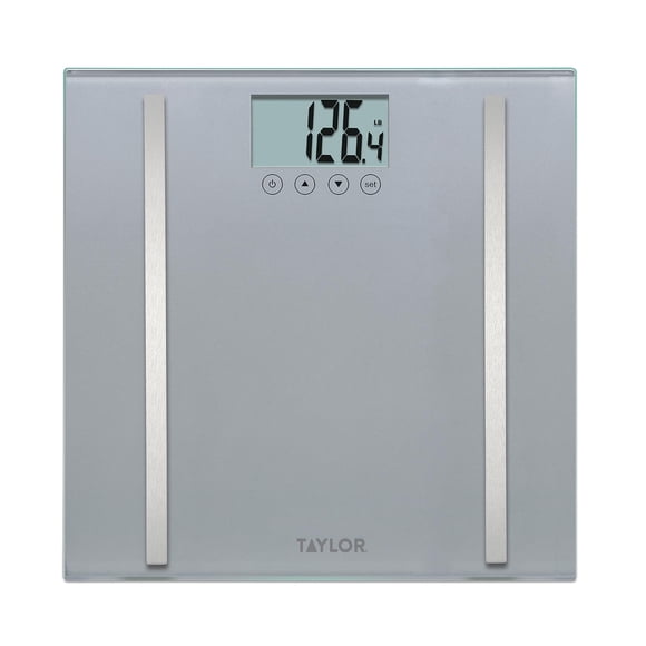 Báscula digital de composición corporal Taylor, báscula de baño para medir el peso corporal, mide la grasa corporal, el agua corporal y los porcentajes de masa muscular, admite 8 usuarios, compatible