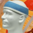 thumbnail image 4 of Couver Unisex Two Tone Wide Basketball Headband Striped Sports Sweatband 3 Pack One Size, Sky Blue/White, 4 of 7