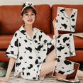 thumbnail image 4 of 1 Set of 2Pcs Summer Women Pajamas Cartoon Cow Pajamas Cotton Cardigan Short Sleeve Shorts Casual Homewear Two-Piece Set Size XXL), 4 of 4