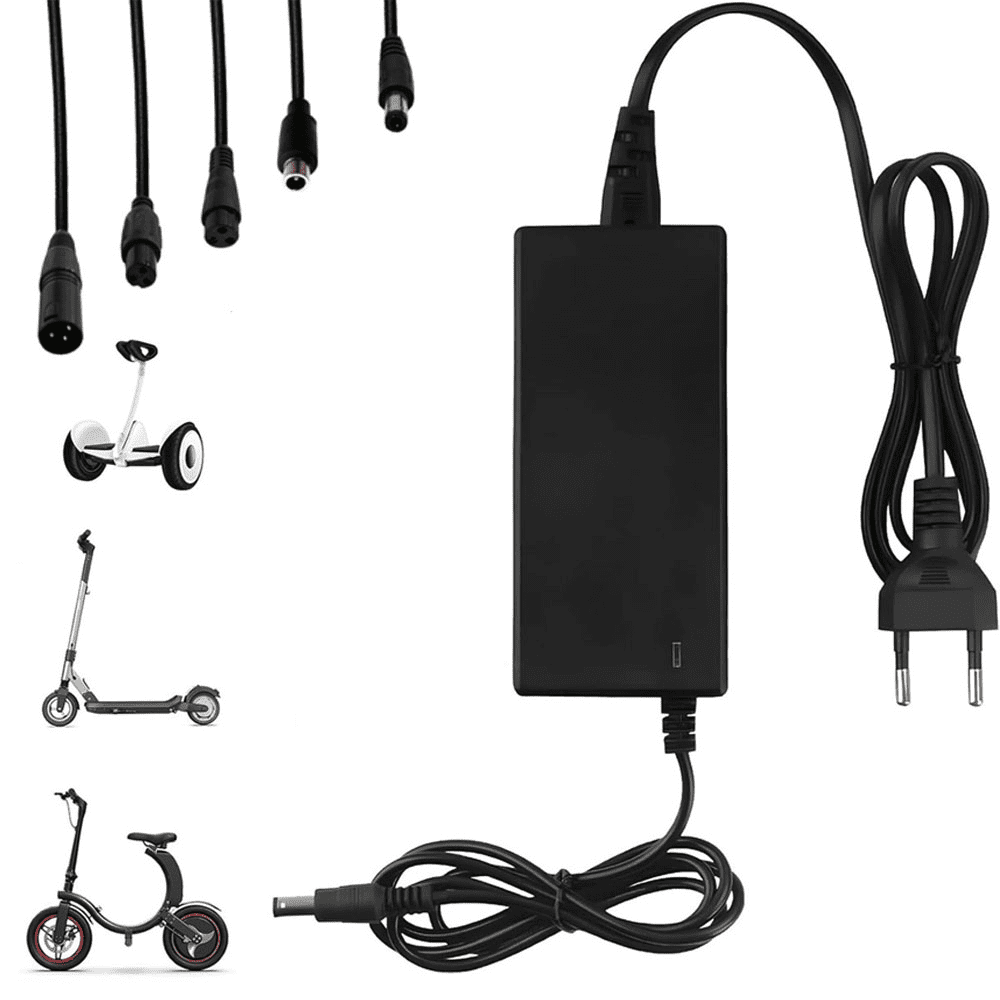 Cargador 42V 2A Para Patinete Eléctrico 36V Y Bicicleta - Conector Estándar 3 Pines GX16 (12MM) - Cortocircuito Y Sobrecarga