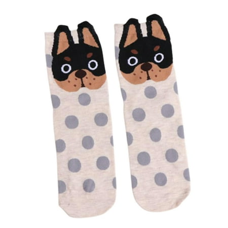 

SIEYIO Unisex Funny Cartoon Puppy Dog Crew Socks Harajuku Cute 3D Animal Ears Polka Dot Print Breathable Cotton Tube Hosiery