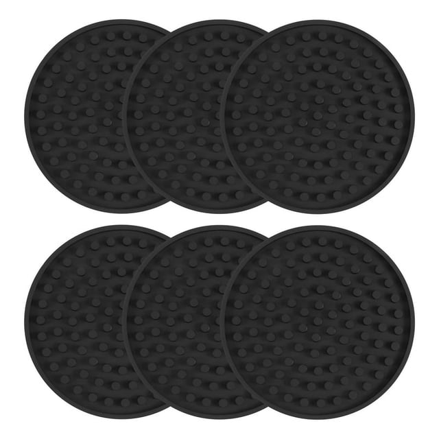 Posavasos de Goma Silicona Redondos Negros (Juego 6) Antideslizantes Perfectos para Hogares y Bares