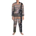 thumbnail image 3 of Balery Black Dragon Cliff Dawn Pijama para Hombre de Dos Piezas con Manga Larga, Conjunto de Dormir y Descanso Suave con Bolsillos-Medium, 3 of 7