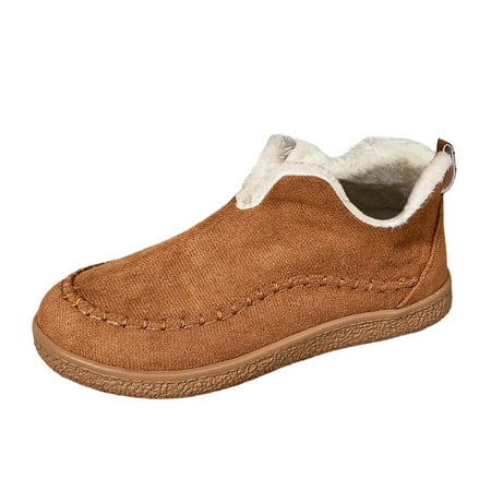 

Ediodpoh 2024 Winter New Foreign Trade Women s Warm Shoes Large Size Flat Bottom Solid Color With Thick Velvet for Warmth Women s Boots Brown 7.5