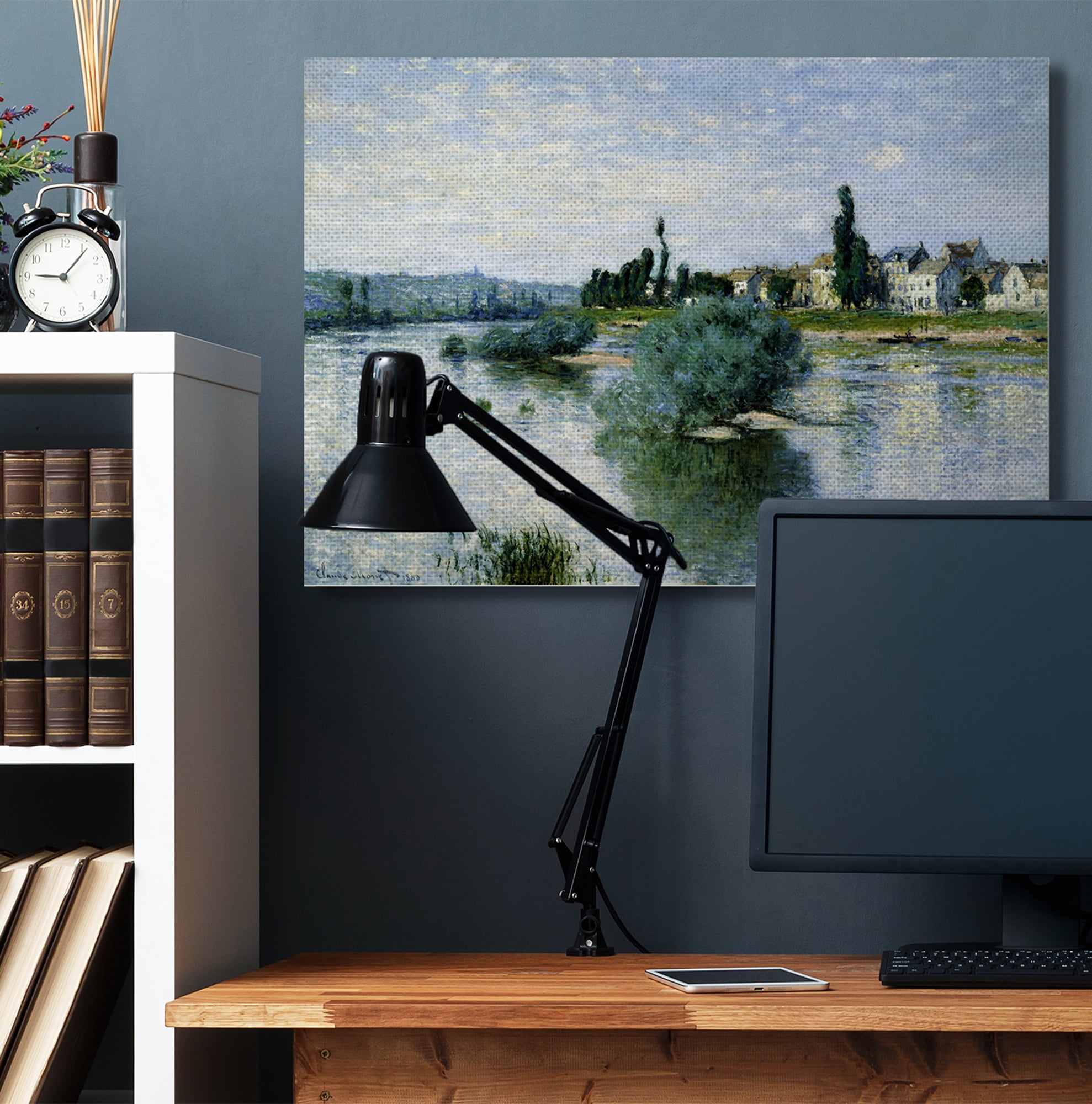 Stupell Home Décor Countryside Homes Lake Landscape Classic Painting Canvas Wall Art by Claude Monet
