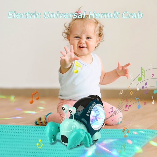 Juguetes Interactivos De Cangrejo Ermitaño Cangrejo ermitaño bailando con luz LED, juguetes con música para niños, regalo de cumpleaños (azul)