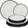 thumbnail image 1 of Contemporary Collection Combo - Platos blancos con borde negro - 7.5-10.5 pulgadas (paquete de 32) - Diseño moderno elegante - Perfecto para entretenimiento y uso diario, 1 of 6