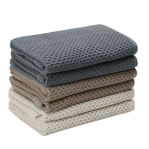 100 Cotton Absorbent Waffle Kitchen Dish Towels Cloths Set 13"x13