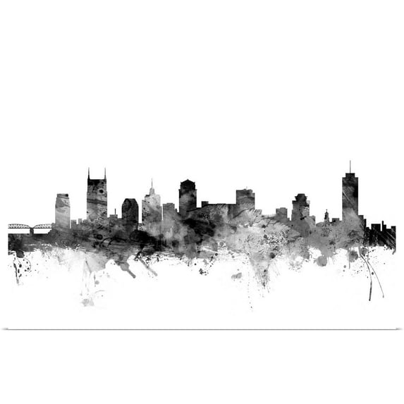 Great BIG Canvas | "Nashville Tennessee Skyline" Art Print - 48x32