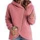 thumbnail image 1 of Chaquetas con Capucha y Cremallera para Mujer, Informales, Holgadas, de Forro Peludo y A , con Cremallera y Abrigos Rosa L, 1 of 3