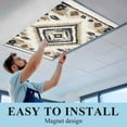 thumbnail image 6 of Boho Black Brown Fluorescent Light Covers, Vintage Geometric Southwestern Ethnic Magnetic Light Covers for Ceiling Lights, Fluorescent Ceiling Shade Filters for Classroom Bedroom Office 4x2Ft x 4PCS, 6 of 9
