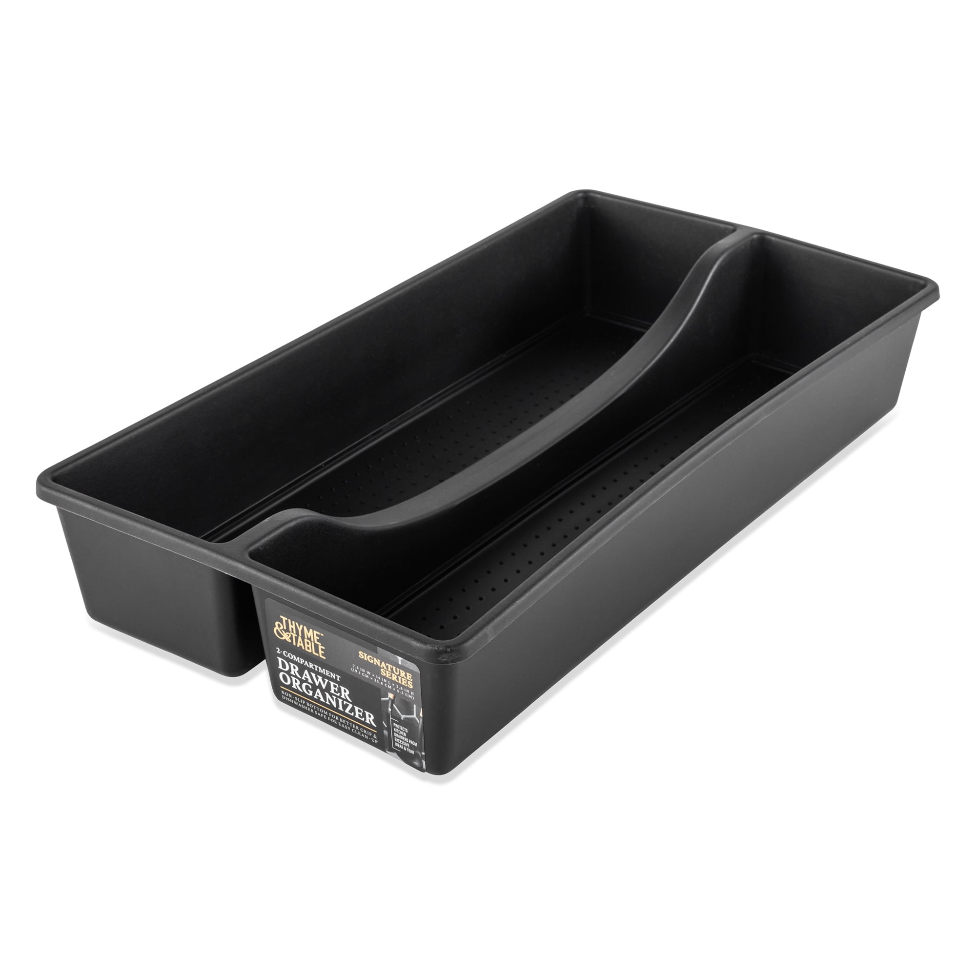 (2 pack) Thyme & Table Black Gold Speckle Utensil Drawer Organizer, 2 Compartments