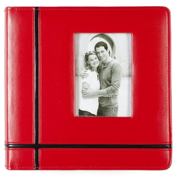 Pinnacle Album photo en cuir rouge avec cadre de fenêtre de couverture avant, pouvant contenir 160 photos 4x6 ou 80 photos 5x7