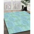 thumbnail image 3 of Ahgly Company Machine Washable Indoor Square Transitional Tron Blue Area Rugs, 4' Square, 3 of 7