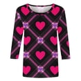 thumbnail image 4 of Xuyuer Valentines Day Lightweight Heart Pattern Tunic Spring Summer Shirts T-Shirts Graphic Tee Tops Womens Casual 3/4 Sleeve Shirts Dressy Round Neck Tops Fashion, 4 of 5