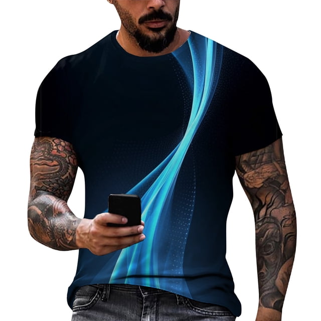 Men'S T-Shirt Short Sleeve Printed Summer Round Neck Top Trend Casual SweatshirtL