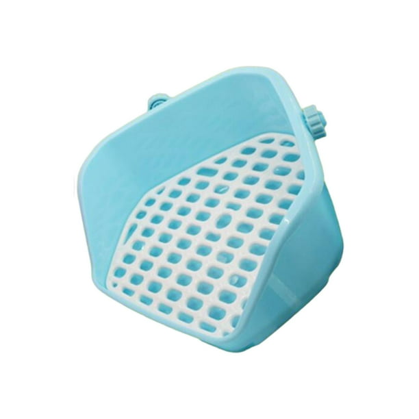Caja de arena portátil jinwen con rejilla para orinal de jaula pequeña azul