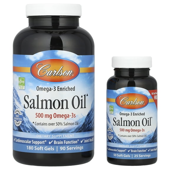 Carlson Labs Norwegian Salmon Oil Softgels, 500 Mg, 180 Ct 50 Ct