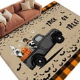 thumbnail image 2 of 5'x8' Area Rugs, Brown Halloween Indoor Outdoor Area Rug for Living Room Bedroom, Gnomes Truck Pumpkins Orange Plaid Washable Bathroom Rugs Kitchen Floor Carpet Mats Home Decor Aesthetic, 2 of 8