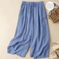 thumbnail image 5 of Women Cotton Linen Pants 2026 Spring Summer High Waisted Straight Leg Trousers Drawstring Beach Casual Vacation Pant, S, 5 of 5