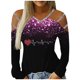 thumbnail image 1 of Gibobby Camisa De Invierno Top informal con estampado de de imitación para mujer, camiseta de manga larga con escote en V y hombros descubiertos, blusa（Rosa， L), 1 of 5