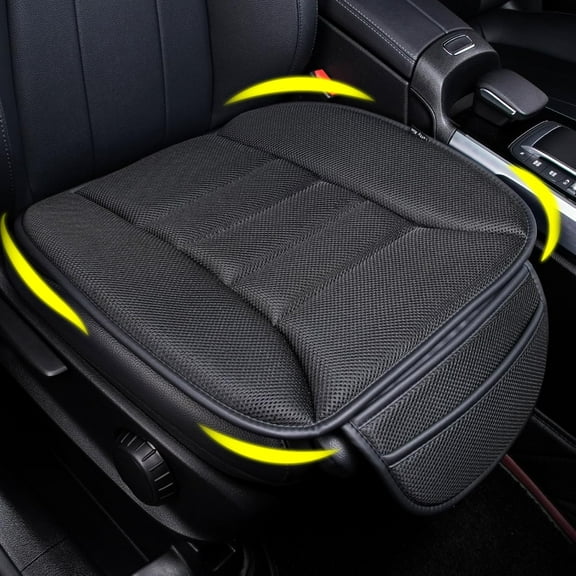 Premium Car Seat Cushion, Driver Cushion with Comfort Memory Foam & Non-Slip Rubber Bottom, Car Seat Pad Works with 95% of Vehicles and Office Chair or Home (Black)