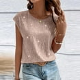 thumbnail image 6 of JGNGSHN Women's Crew Neck Glitter Sequin Tops Casual Cap Sleeve Club Party Tee Shirts Party Top for Women Beige S, 6 of 9
