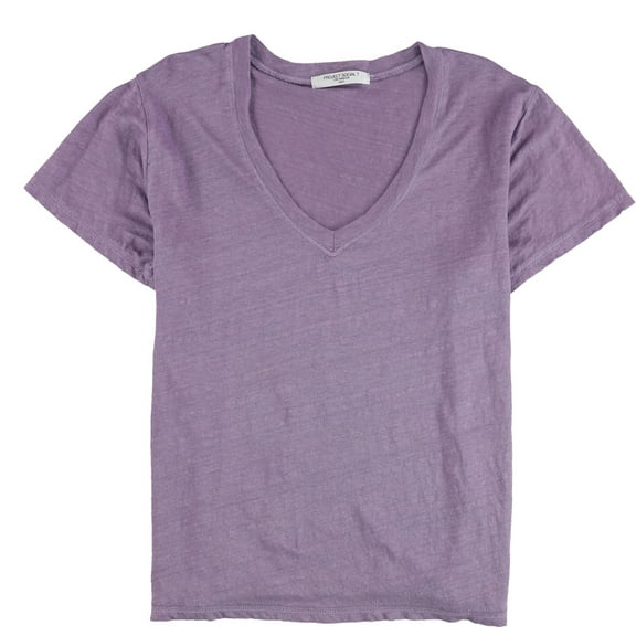 Project Social T Womens Boxy Heathered V-Neck Basic T-Shirt, Purple, Small