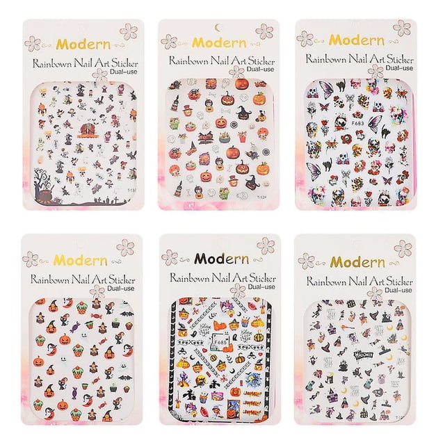 12 hojas de pegatinas de uñas de Halloween para decoraciones de Halloween