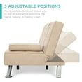 thumbnail image 3 of Best Choice Products Modern Linen Convertible Futon Sofa Bed w/ Removable Armrests, Metal Legs, Cupholders - Beige, 3 of 8