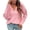 Pink, variant on Herrnalise Women’s Casual V Neck Long Sleeve Half Zip Pullover Sweaters Solid Collar Ribbed Knitted Loose Slouchy Jumper Tops S-XL