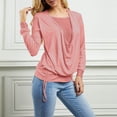 thumbnail image 3 of Timegard Plus Size Tops for Women Drawstring Ruched Long Sleeve Sequin Top Fall Dressy Casual Comfy, 3 of 8