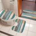thumbnail image 4 of Farmhouse Teal Orange Bath Mat 3 Piece Bathroom Rug Set, Country Vintage Wooden Non Slip Bath Rug Contour Mat and Toilet Lid Cover, Absorbent Shower Mats Soft Bath Rugs and Mats Sets, 4 of 8