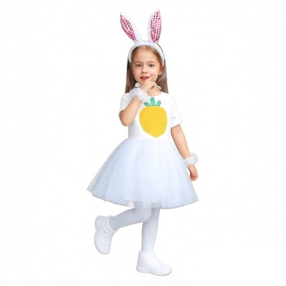 Easter Outfit for Girls Short Sleeve Tutu Tulle Dresses and Headband Set Dress up Performance Dancewear 8-9 Years Clothes for Girls