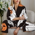 thumbnail image 6 of Honeii Halloween Ghosts And Pumpkins Print Women's Pajama Sets Long Sleeve Button Down Sleepwear Nightwear Soft Pjs Lounge Sets 2PCS-Large, 6 of 7