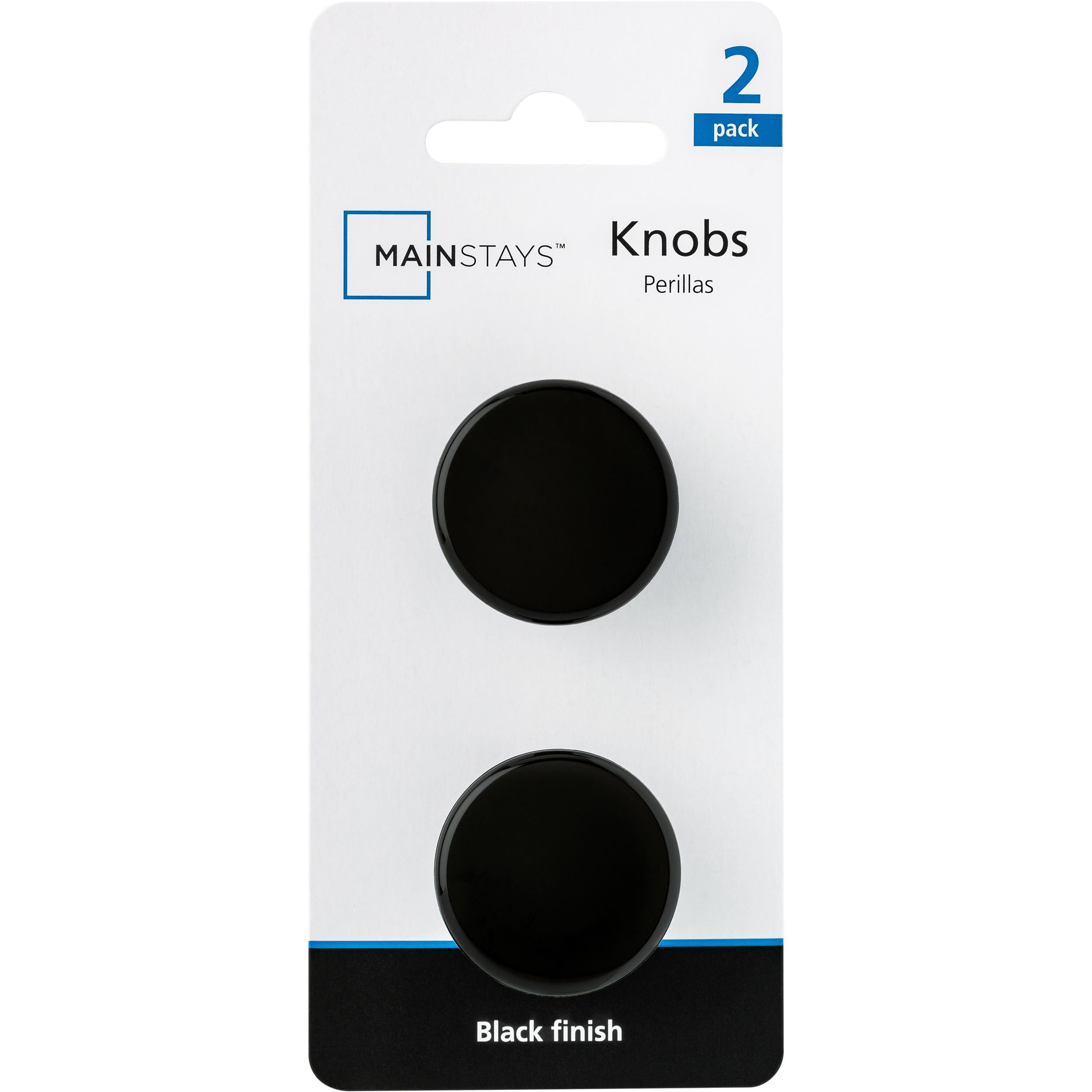 (2 pack) Mainstays 1-1/4 in. (32 mm) Black Plastic Round Cabinet Knob (2-Pack)