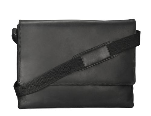 Upright Messenger Shoulder Bag Organiser Real Leather Black Visconti New 18410 