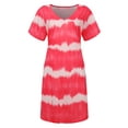 thumbnail image 2 of Capreze Women Tie Dye Stripe Dress Casual Summer Short Sleeve Tunic Dresses Beach Lounge Dress, 2 of 7