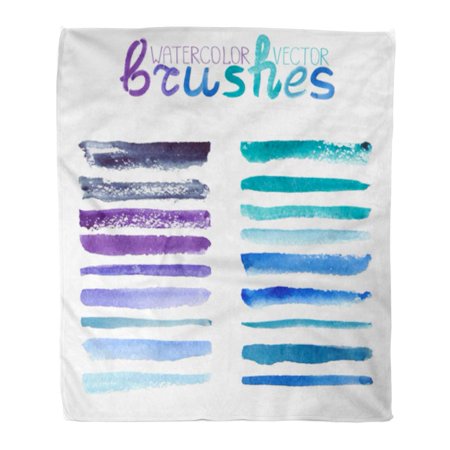 ASHLEIGH Flannel Throw Blanket Watercolor Brush Strokes Line Border Natural Artistic Paint Bright Soft for Bed Sofa and Couch 50x60 Inches