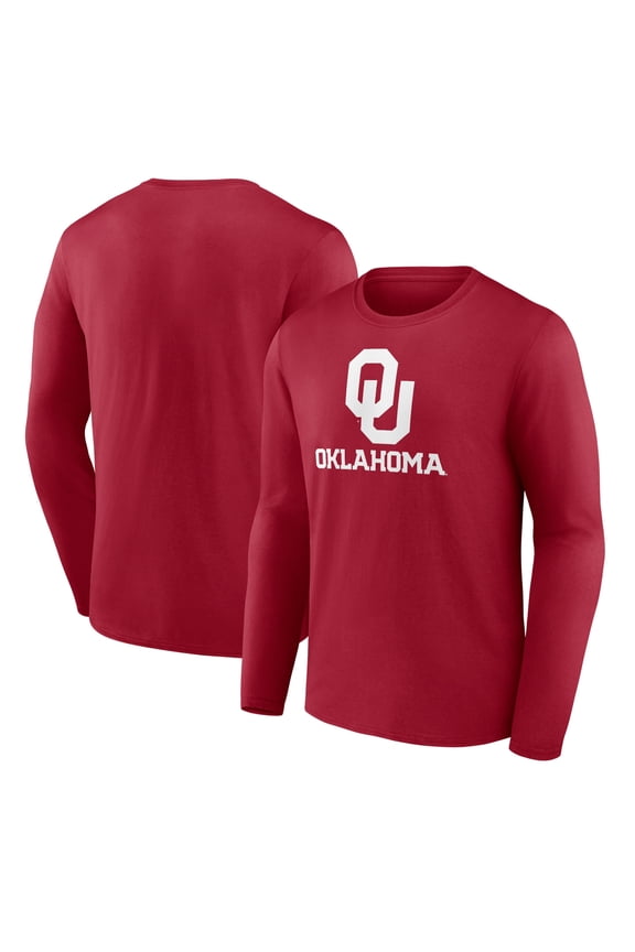 Men's Cardinal Oklahoma Sooners Lockup Team Long Sleeve T-Shirt